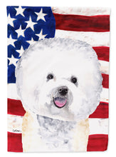 Load image into Gallery viewer, USA American Flag with Bichon Frise Garden Flag – Decorative Outdoor Yard Flag