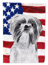 Load image into Gallery viewer, USA American Flag with Shih Tzu Flag Canvas House Size