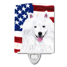 Load image into Gallery viewer, USA American Flag with American Eskimo Ceramic Night Light SC9023CNL