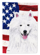 Load image into Gallery viewer, USA American Flag with American Eskimo Garden Flag – Decorative Outdoor Yard Flag