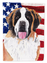Load image into Gallery viewer, USA American Flag with Saint Bernard Flag Canvas House Size