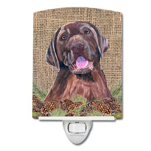 Load image into Gallery viewer, Labrador Faux Burlap and Pine cones Ceramic Night Light SC9039CNL