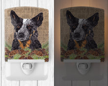 Load image into Gallery viewer, Australian Cattle Dog Faux Burlap and Pine cones Ceramic Night Light SC9050CNL