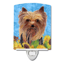 Load image into Gallery viewer, Yorkie in Summer Flowers Ceramic Night Light SC9060CNL