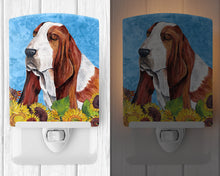 Load image into Gallery viewer, Basset Hound in Summer Flowers Ceramic Night Light SC9066CNL