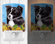 Load image into Gallery viewer, Border Collie in Summer Flowers Ceramic Night Light SC9071CNL