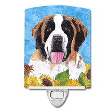 Load image into Gallery viewer, Saint Bernard in Summer Flowers Ceramic Night Light SC9076CNL