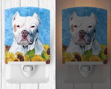 Load image into Gallery viewer, Pit Bull in Summer Flowers Ceramic Night Light SC9077CNL