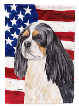 Load image into Gallery viewer, USA American Flag with Cavalier Spaniel Flag Canvas House Size