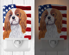 Load image into Gallery viewer, USA American Flag with Cavalier Spaniel Ceramic Night Light SC9115CNL