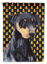 Load image into Gallery viewer, Doberman Natural Ears Candy Corn Halloween Portrait Flag Canvas House Size