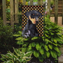 Load image into Gallery viewer, Doberman Natural Ears Candy Corn Halloween Portrait Garden Flag – Decorative Outdoor Yard Flag
