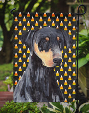 Load image into Gallery viewer, Doberman Natural Ears Candy Corn Halloween Portrait Garden Flag – Decorative Outdoor Yard Flag