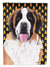 Load image into Gallery viewer, Saint Bernard Candy Corn Halloween Portrait Flag Canvas House Size