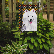 Load image into Gallery viewer, American Eskimo Candy Corn Halloween Portrait Garden Flag – Decorative Outdoor Yard Flag