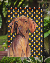 Load image into Gallery viewer, Vizsla Candy Corn Halloween Portrait Garden Flag – Decorative Outdoor Yard Flag