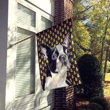 Load image into Gallery viewer, Boston Terrier Candy Corn Halloween Portrait Flag Canvas House Size