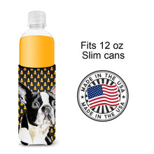 Load image into Gallery viewer, Boston Terrier Candy Corn Halloween Portrait Slim Can Hugger – Fun &amp; Functional Drink Coolers SC9171MUK
