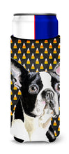 Load image into Gallery viewer, Boston Terrier Candy Corn Halloween Portrait Slim Can Hugger – Fun &amp; Functional Drink Coolers SC9171MUK