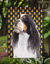 Load image into Gallery viewer, Springer Spaniel Candy Corn Halloween Portrait Garden Flag – Decorative Outdoor Yard Flag