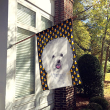 Load image into Gallery viewer, Bichon Frise Candy Corn Halloween Portrait Flag Canvas House Size