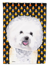 Load image into Gallery viewer, Bichon Frise Candy Corn Halloween Portrait Flag Canvas House Size