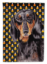 Load image into Gallery viewer, Dachshund Candy Corn Halloween Portrait Flag Canvas House Size