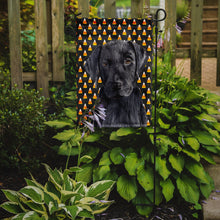 Load image into Gallery viewer, Labrador Candy Corn Halloween Portrait Garden Flag – Decorative Outdoor Yard Flag
