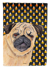 Load image into Gallery viewer, Pug Candy Corn Halloween Portrait Garden Flag – Decorative Outdoor Yard Flag