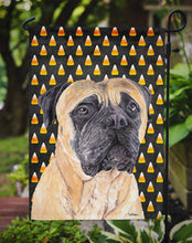Load image into Gallery viewer, Mastiff Candy Corn Halloween Portrait Garden Flag – Decorative Outdoor Yard Flag