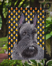 Load image into Gallery viewer, Scottish Terrier Candy Corn Halloween Portrait Garden Flag – Decorative Outdoor Yard Flag