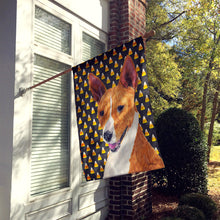 Load image into Gallery viewer, Basenji Candy Corn Halloween Portrait Flag Canvas House Size