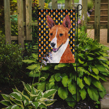 Load image into Gallery viewer, Basenji Candy Corn Halloween Portrait Garden Flag – Decorative Outdoor Yard Flag