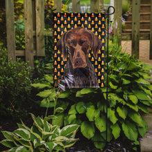 Load image into Gallery viewer, German Shorthaired Pointer Candy Corn Halloween Portrait Garden Flag – Decorative Outdoor Yard Flag