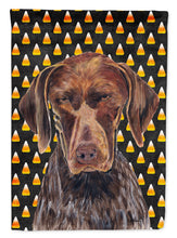 Load image into Gallery viewer, German Shorthaired Pointer Candy Corn Halloween Portrait Garden Flag – Decorative Outdoor Yard Flag
