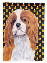 Load image into Gallery viewer, Cavalier Spaniel Blenheim Candy Corn Halloween Portrait Flag Canvas House Size