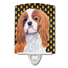 Load image into Gallery viewer, Cavalier Spaniel Blenheim Candy Corn Halloween Portrait Ceramic Night Light SC9194CNL