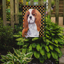 Load image into Gallery viewer, Cavalier Spaniel Blenheim Candy Corn Halloween Portrait Garden Flag – Decorative Outdoor Yard Flag