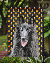 Load image into Gallery viewer, Belgian Sheepdog Candy Corn Halloween Portrait Garden Flag – Decorative Outdoor Yard Flag