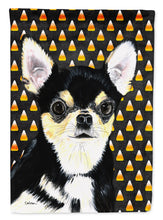 Load image into Gallery viewer, Chihuahua Candy Corn Halloween Portrait Garden Flag – Decorative Outdoor Yard Flag