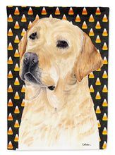Load image into Gallery viewer, Labrador Yellow Candy Corn Halloween Portrait Flag Canvas House Size