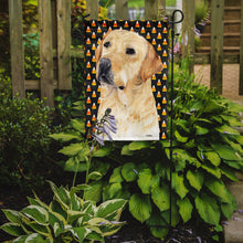 Load image into Gallery viewer, Labrador Yellow Candy Corn Halloween Portrait Garden Flag – Decorative Outdoor Yard Flag