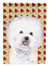 Load image into Gallery viewer, Bichon Frise Fall Leaves Portrait Flag Canvas House Size