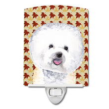 Load image into Gallery viewer, Bichon Frise Fall Leaves Portrait Ceramic Night Light SC9201CNL