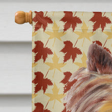 Load image into Gallery viewer, Yorkie Fall Leaves Portrait Flag Canvas House Size