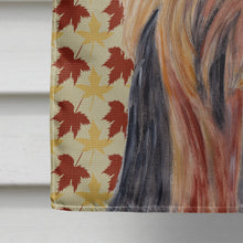 Load image into Gallery viewer, Yorkie Fall Leaves Portrait Flag Canvas House Size