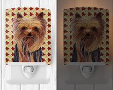 Load image into Gallery viewer, Yorkie Fall Leaves Portrait Ceramic Night Light SC9205CNL