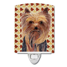 Load image into Gallery viewer, Yorkie Fall Leaves Portrait Ceramic Night Light SC9205CNL