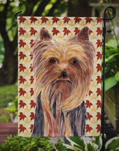 Load image into Gallery viewer, Yorkie Fall Leaves Portrait Garden Flag – Decorative Outdoor Yard Flag