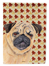 Load image into Gallery viewer, Pug Fall Leaves Portrait Flag Canvas House Size